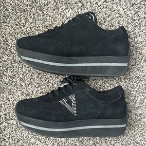 Volatile Black Platform Sneakers with Rhinestone Detail